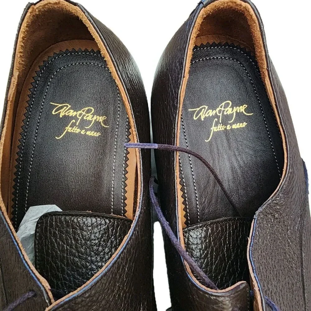 Alan Payne Bern Oxfords Genuine Deerskin Leather Brown Mens Size 11.5 Cap Toe